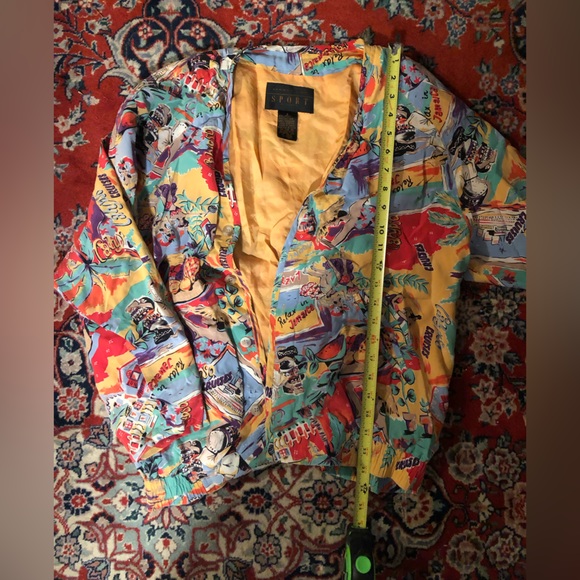 Retro August Silk Sport Jamaican beach print silk bomber jacket - Picture 2 of 8
